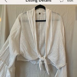 Free People White Flared Sleeve Shirt